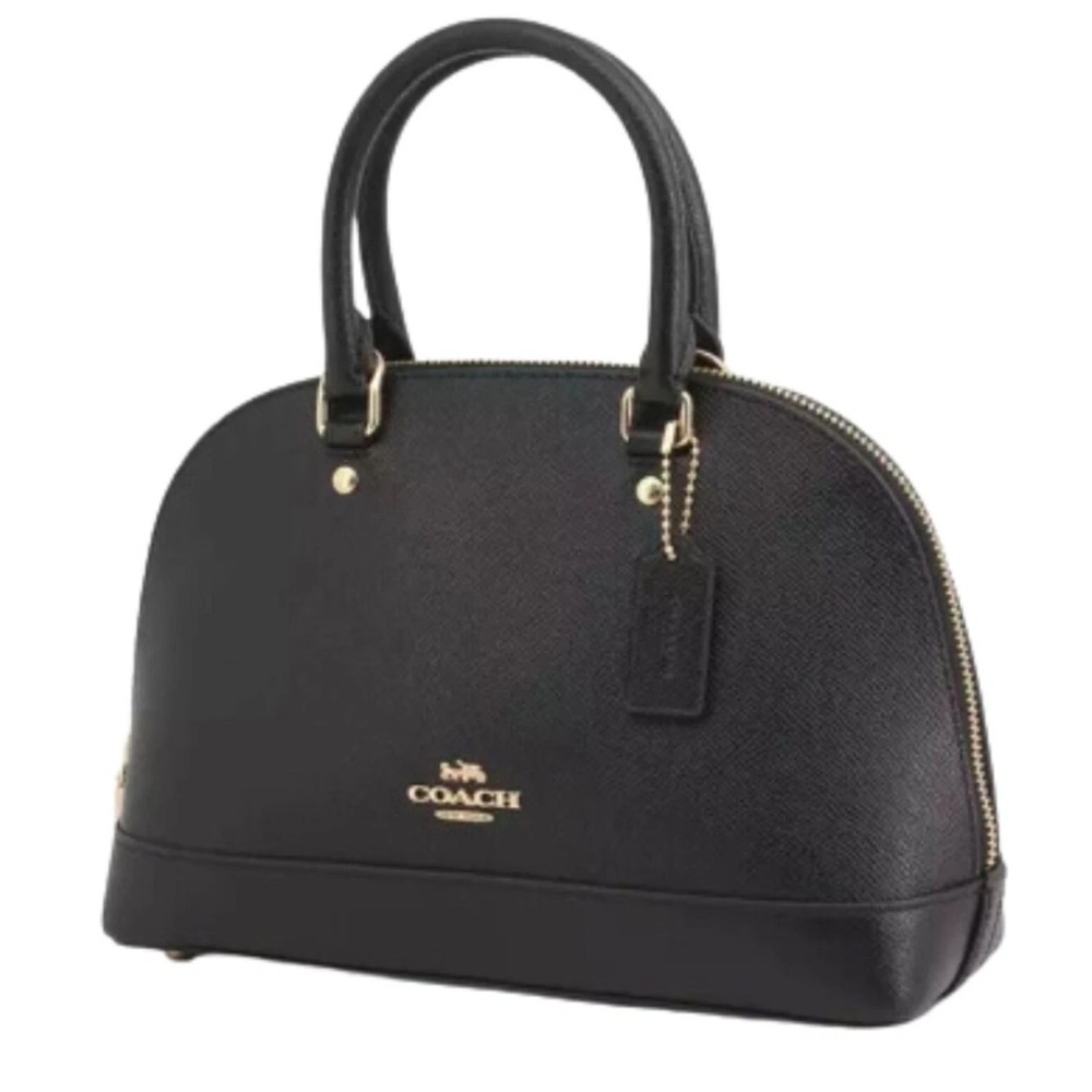 Coach Black Saffiano Leather Dome Satchel with Gold Hardware
